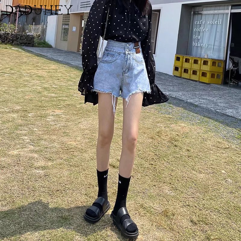 Quần short jean lưng cao ống rộng dễ phối đồ phong cách Hàn Quốc gợi cảm thời trang mùa hè cho nữ