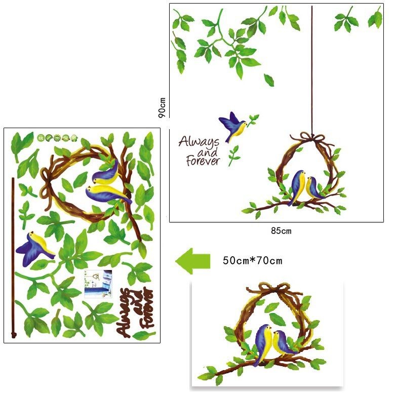 Decal dán tường 3D [THANH LÝ] trang trí nhà cửa tranh Tổ chim - DH046