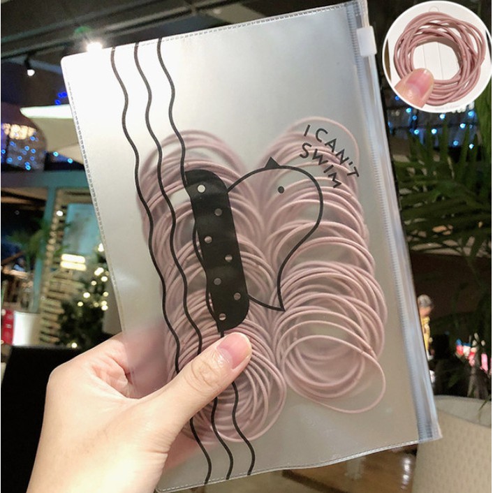 Set 100 dây buộc tóc co giãn 4.5cm cho nữ