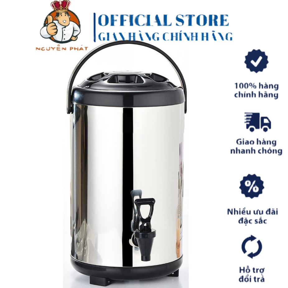 Bình giữ nhiệt ủ trà sữa 3 lớp giữ nóng lạnh, đựng nước chuyên dụng pha trà 6L, 8L, 10L - Dụng Cụ Pha Chế Đà Nẵng