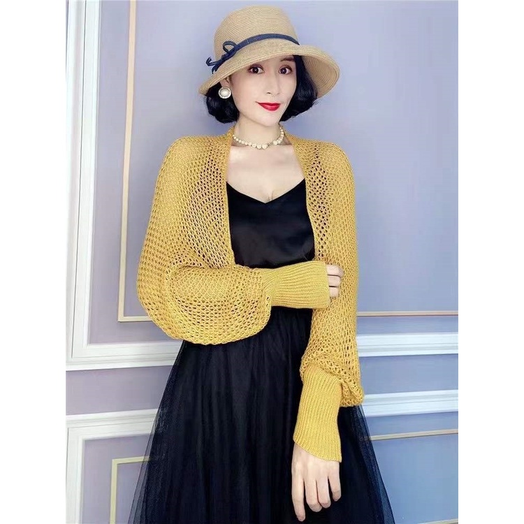 Áo Khoác Cardigan Dệt Kim Mỏng Dáng Ngắn Chống Nắng Thời Trang Mùa Hè Cho Nữ