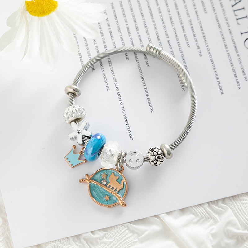 XiaoboACC Vòng Tay Chuỗi Hạt Bằng Thép Không Gỉ Hình Phi Hành Gia Thời Trang Dành Cho Nữ