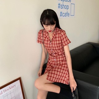 [Thanh Lý] D99 - Đầm Bigsize Dạng Vest Caro Đỏ