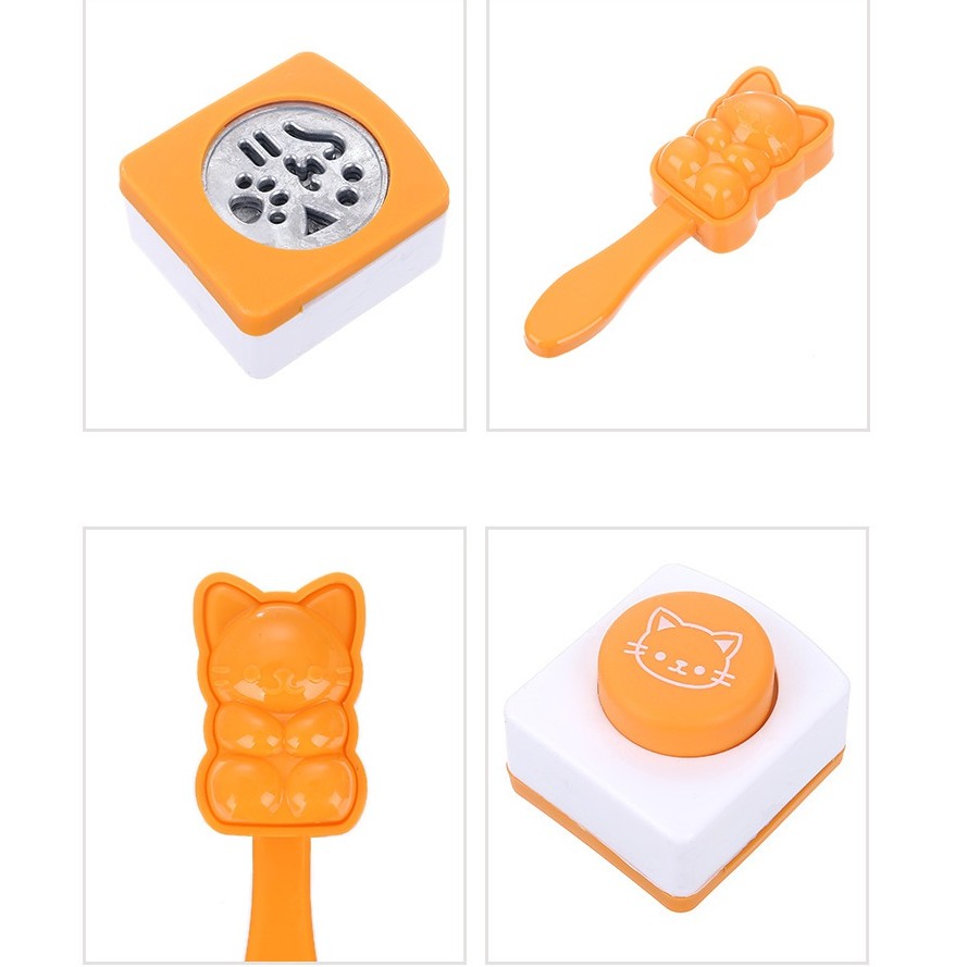 Bộ khuôn ép cơm bento mèo chibi kèm máy dập rong biển