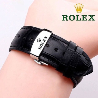 Dây Đồng Hồ Rolex Chính Hãng Bằng Da Thật Màu Xanh Lá / Đen / Xanh Lá Có Khóa Hình Bướm 20 Cái