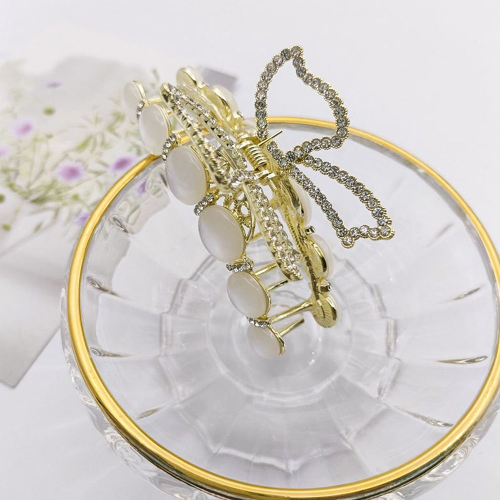 Kẹp tóc hình bướm bằng kim loại đính ngọc trai giả nhiều màu phong cách Hàn Quốc cổ điển cho nữ