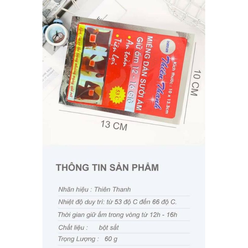 Miếng dán giữ nhiệt, chườm nóng, sưởi ấm Thiên Thanh chính hãng