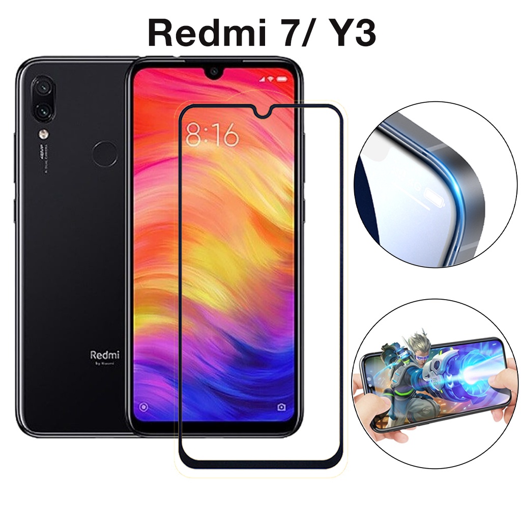 Kính Cường Lực Xiaomi Redmi 7 Y3 full màn cao cấp chống trầy xước màn tặng kèm khăn lau màn hình Kính [9D]