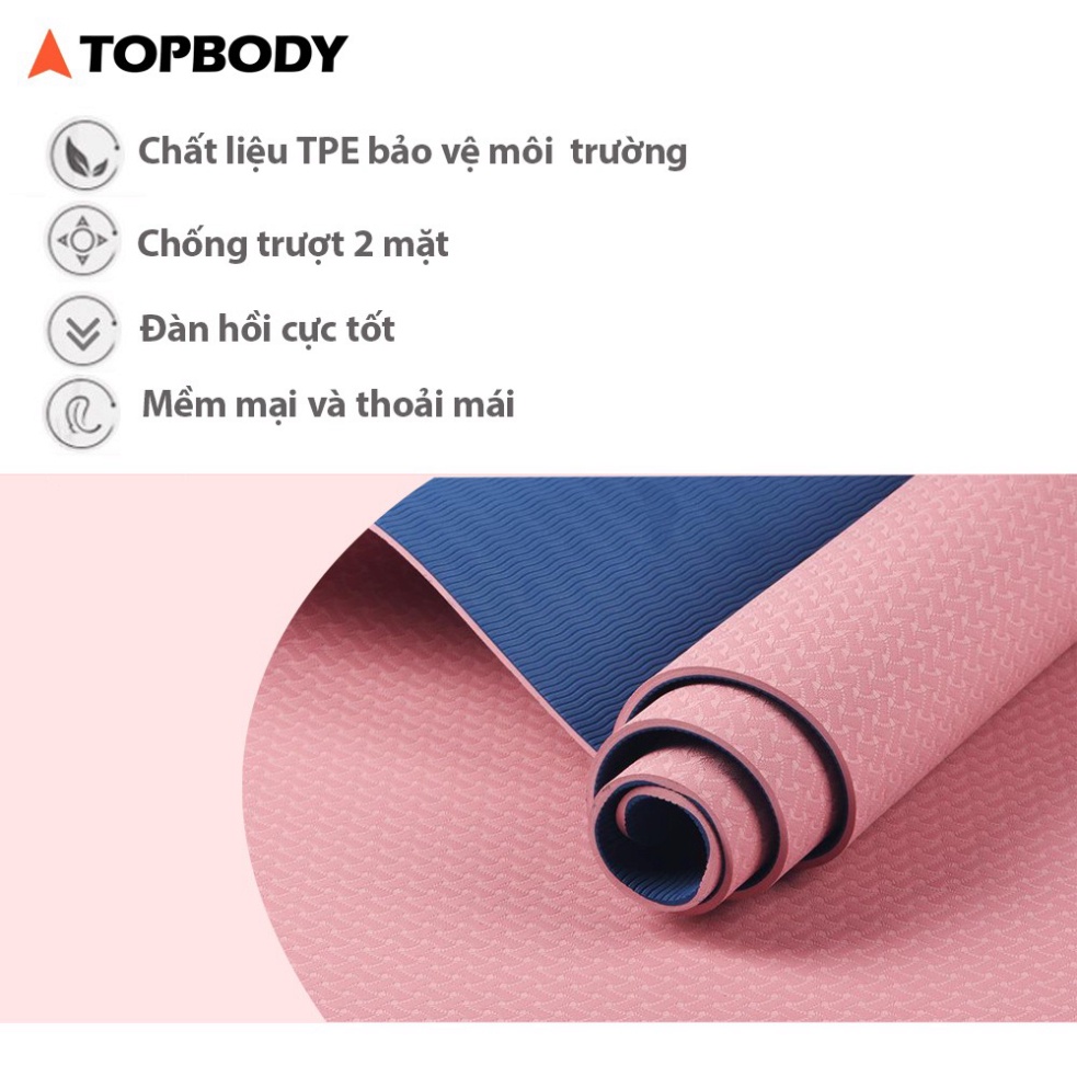 Thảm Tập Yoga Định Tuyến TPE cao cấp tặng kèm túi đựng - Thảm yoga chống trượt chính hãng TOPBODY deal Sock 2022