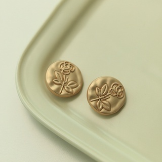 Set 10 Nút Áo Kim Loại Hình Hoa Dập Nổi Vintage