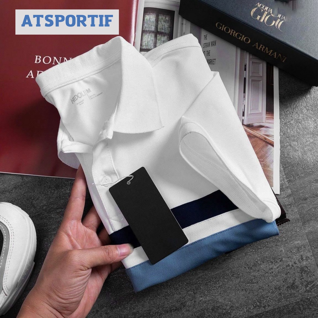 Áo Polo Nam cổ bẻ basic xanh đá cộc tay ATMAN vải cá sấu cotton phong cách trẻ trung chuẩn form phối màu