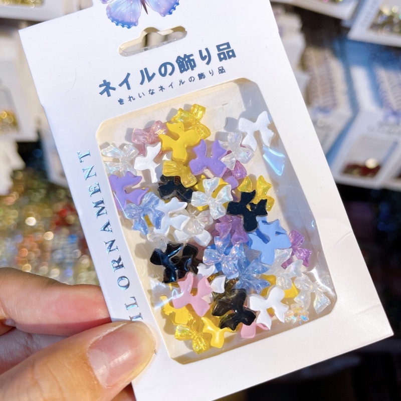 Charm hình nơ thuỷ tinh trang trí móng tay [Thanh Vy Nail]