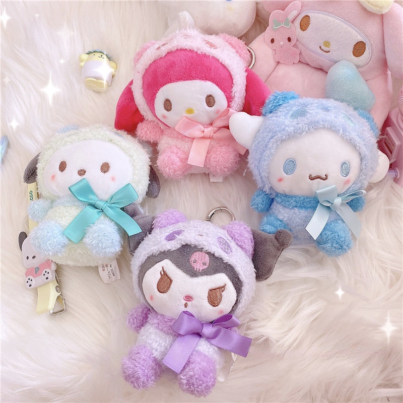SANRIO Móc Khóa Búp Bê Nhồi Bông Mềm Mại Hình Kuromi Đáng Yêu