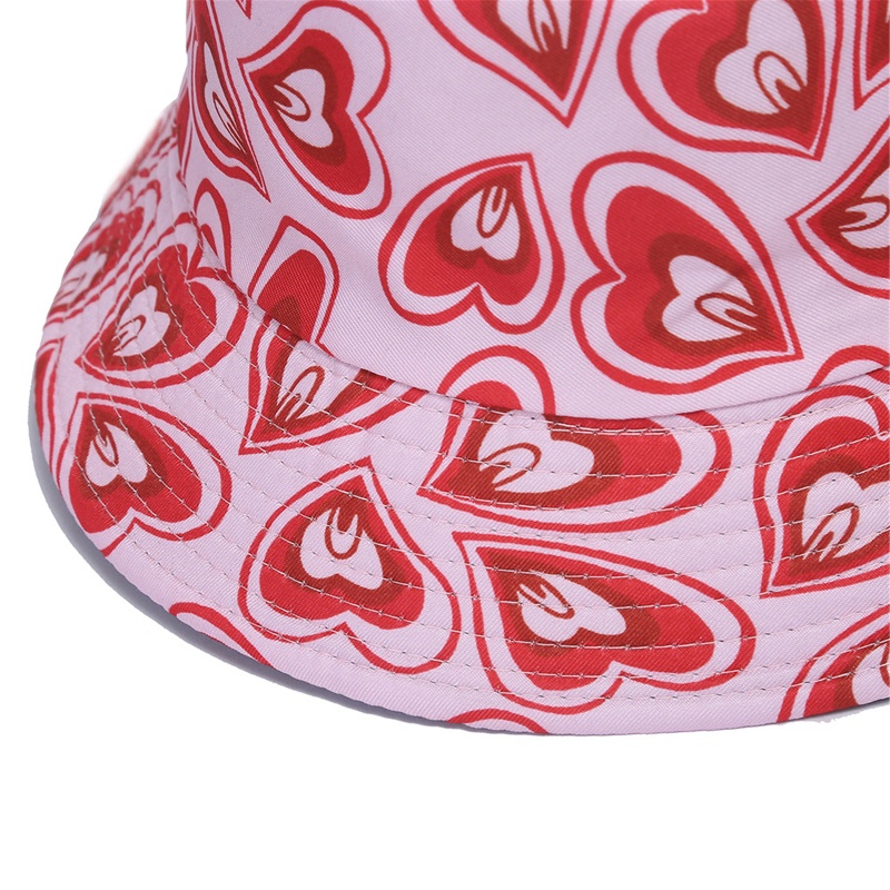 Nón Tai Bèo Rộng Vành Chất Liệu Polyester In Họa Tiết Trái Tim Cho Nữ