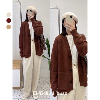 Áo cardigan trơn dáng dài freesize chất len dày dặn AL10