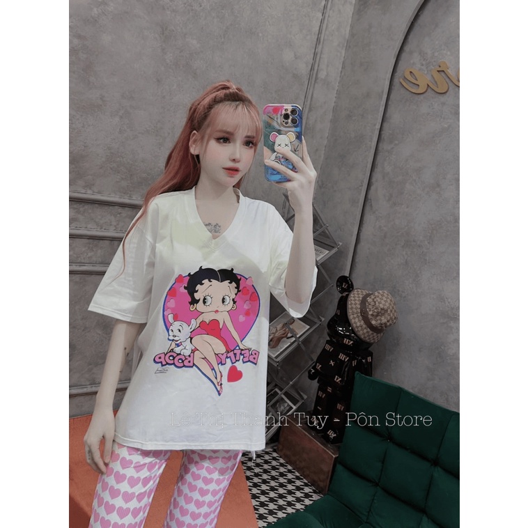 (Free Ship) SÉT BỘ NỮ ÁO THUN CÔNG CHÚA HỒNG PHỐI QUẦN TRÁI TIM ỐNG LOE SIU SANG CHẢNH MM7 HHp Fashion