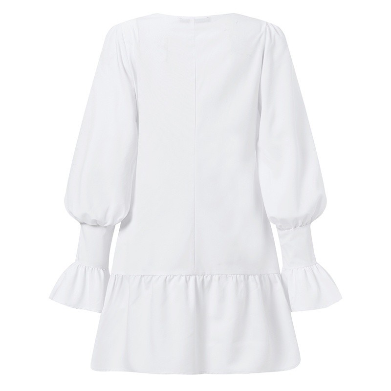 Đầm mini ZANZEA tay xòe cổ V viền nhún bèo thời trang thanh lịch cho nữ