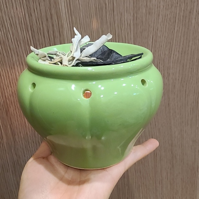 Bếp đốt bồ kết thảo mộc dáng hút lộc tặng 50gr lá hương nhu (HN) khô _ Đóng theo lựa chọn