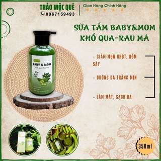 Sữa tắm trắng da Baby&Mom tinh chất khổ qua và rau má giảm mụn, rôm sảy toàn thân, mang lại làn da mịn màng, thơm nhẹ