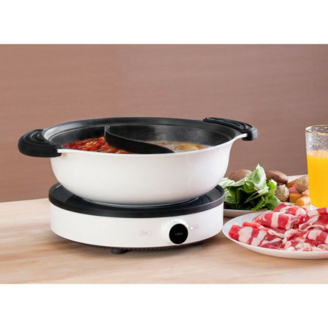 🔝 Nồi lẩu 2 ngăn 2 vị Xiaomi Mijia 4L Induction Cooker hợp kim nhôm , thép Inox 430 không gỉ 💛