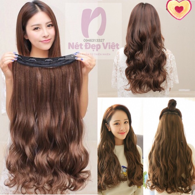 Tóc Giả Kẹp Thả Xoăn Bằng Sợi Tơ Nhân Tạo