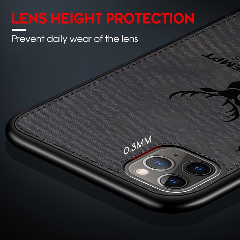 Ốp điện thoại TPU mềm phủ vải họa tiết hươu cho iPhone 11 Pro X XR XS Max