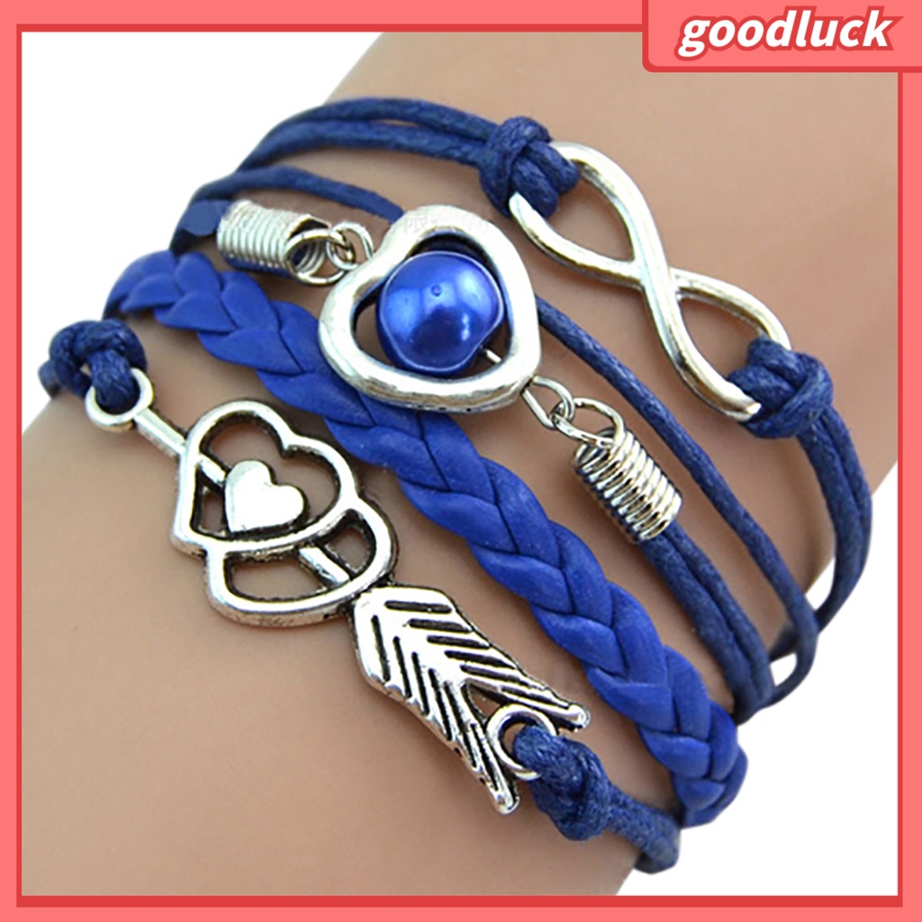 Vòng tay dây bện nhiều lớp mặt hình mũi tên phong cách cổ điển