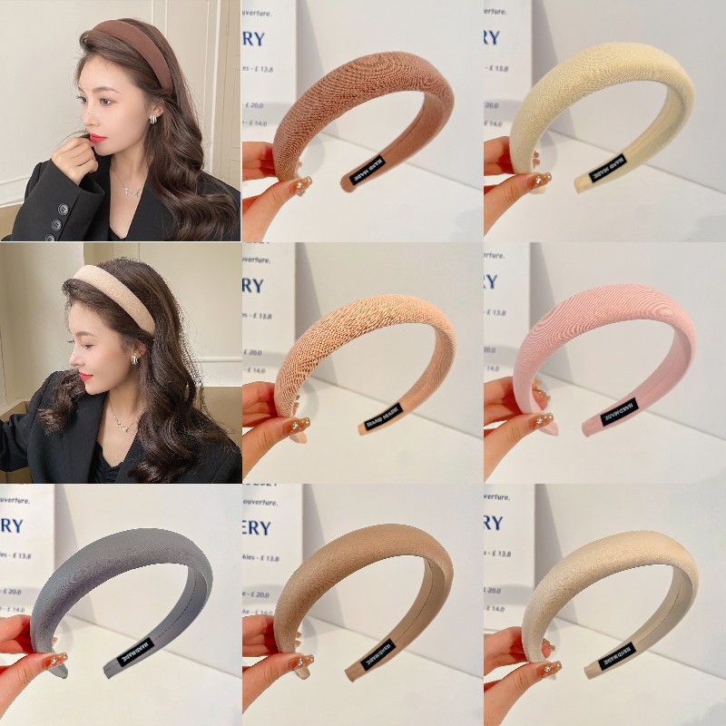 Băng Đô Cài Tóc Bản Rộng Màu Nâu Phong Cách Hàn Quốc Cổ Điển Thời Trang Cho Nữ