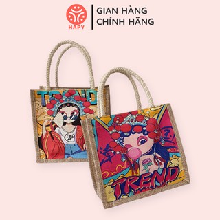 Túi Cói Vintage Thời Trang Đi Biển Có Khóa Kéo - TX555 HAPY