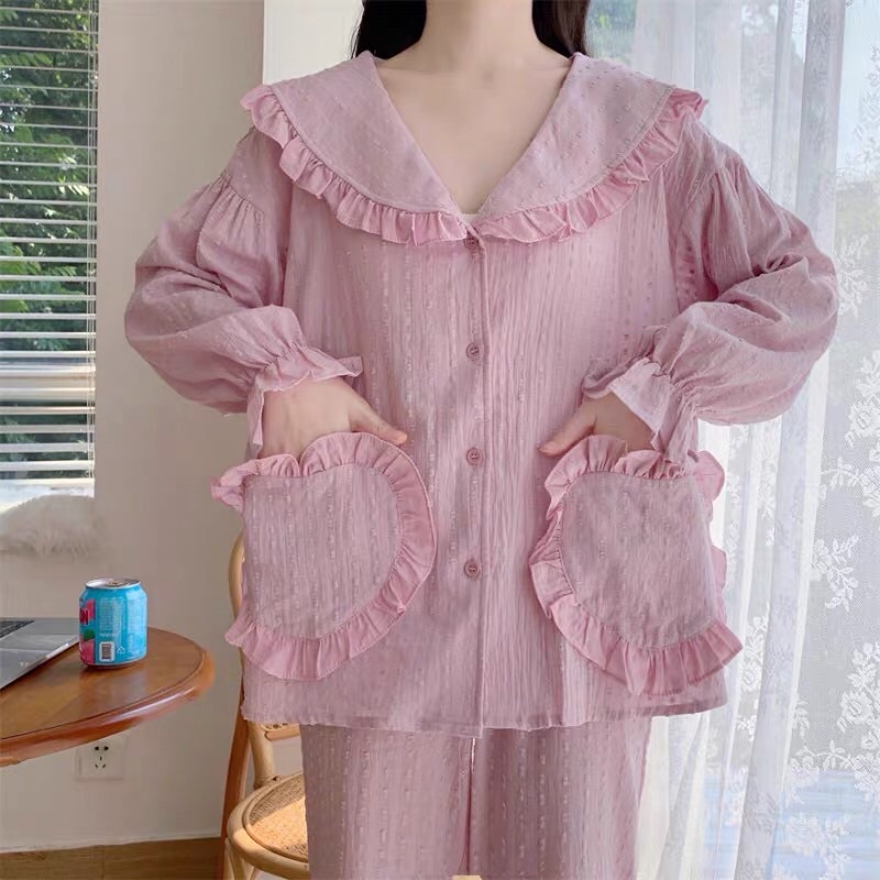 BỘ MẶC NHÀ ULZZANG DÀI TAY DỄ THƯƠNG rẻ nhất shopee