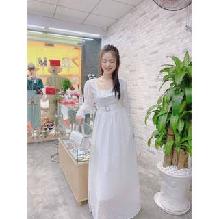 Đầm trắng dài đi tiệc