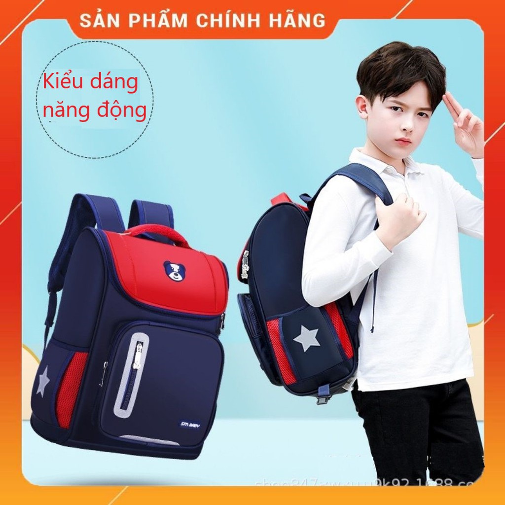 Balo Chống Gù Học Sinh Tiểu Học Chính Hãng SM BABY Cho Bé Gái Bé Trai Balo Gấu Trẻ Em Cấp 1 Có Phản Quang,Chống Thấm