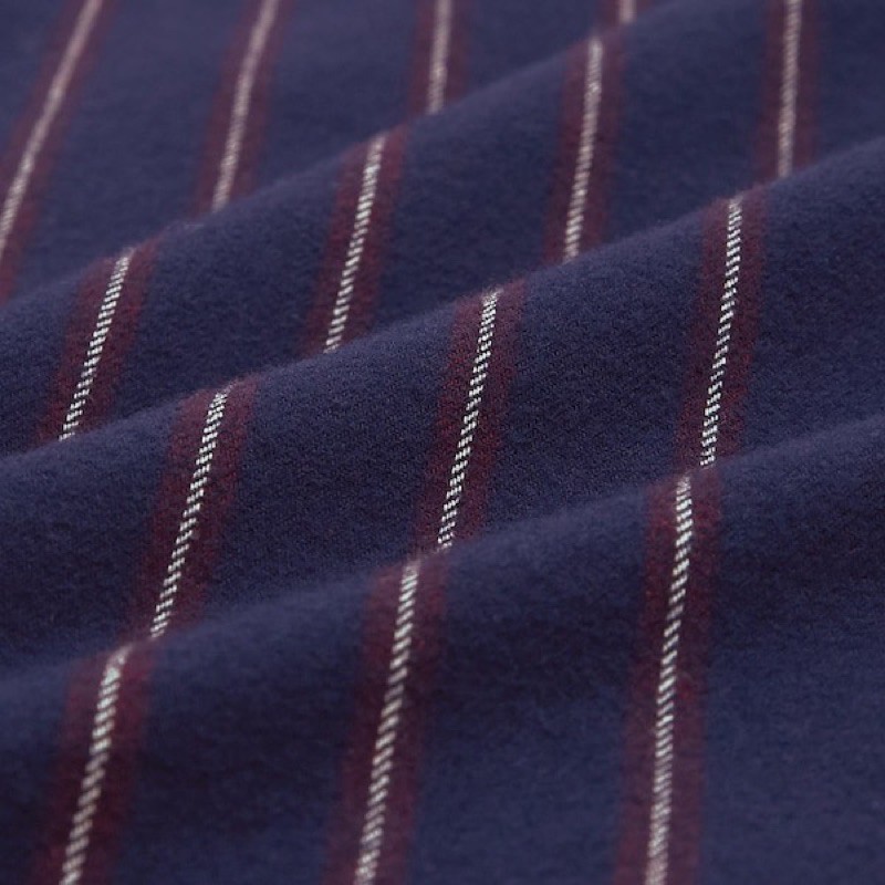 Áo sơ mi nam dài tay cổ tàu kẻ sọc dọc dòng flannel thời trang của GU - Nhật