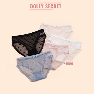  Quần lót ren xuyên thấu siêu mỏng sexy  gợi cảm họa tiết trái tim đính nơ mát mẻ quyến rũ cho nữ DOLLY SECRET QL051 