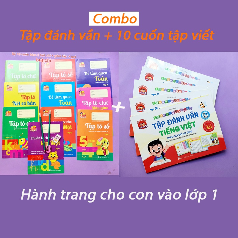 Combo 10 Cuốn tập viết + Tập đành vần hành trang cho con vào lớp 1
