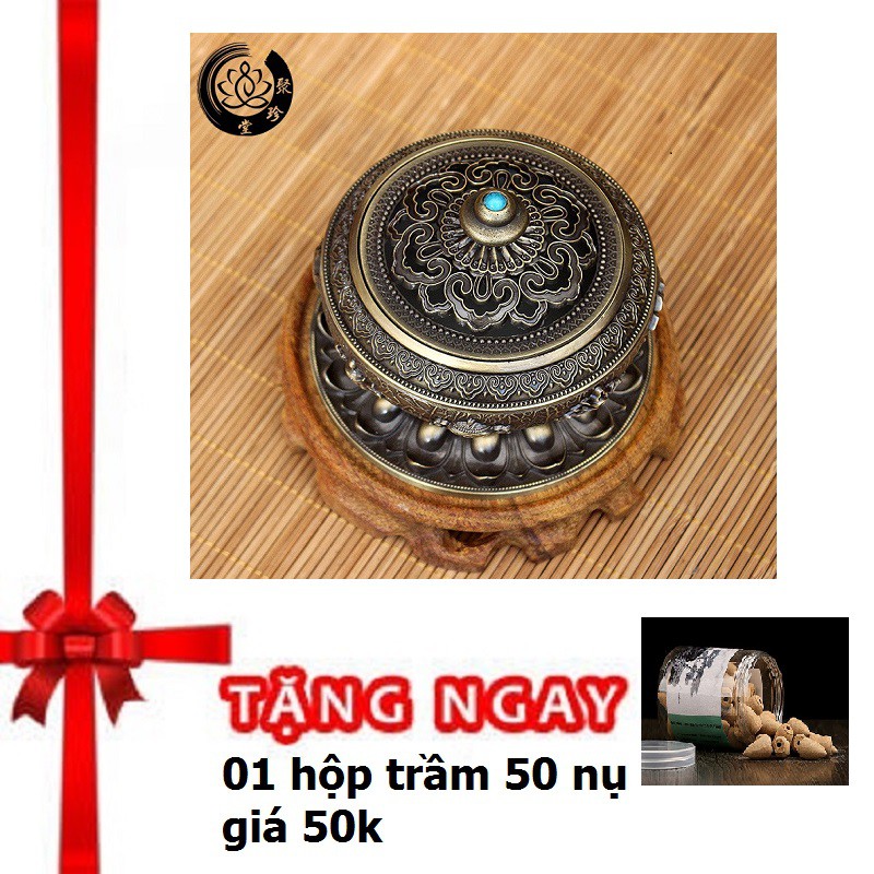 Lư xông trầm hương khắc hình Bát bảo