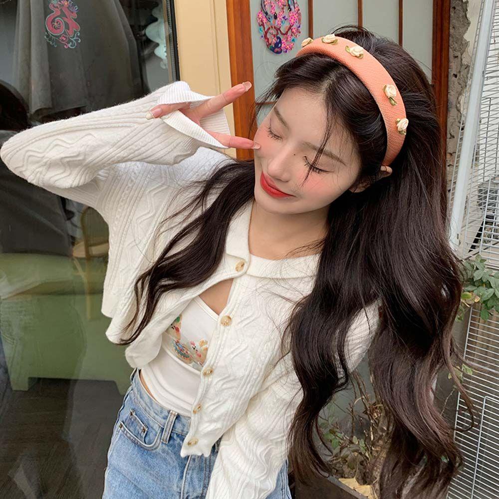 Băng Đô Cài Tóc Bằng Xốp Hình Hoa Hồng Phong Cách Vintage Thời Trang