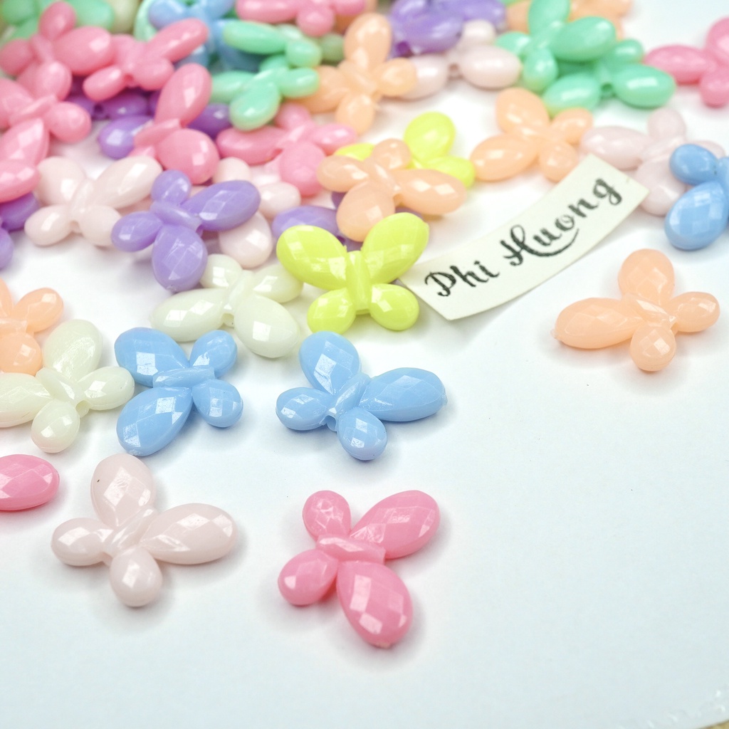Gói 10g - 25g hạt cườm nhựa hình hoa, ngôi sao, trái tim, chữ, số xỏ vòng tay handmade