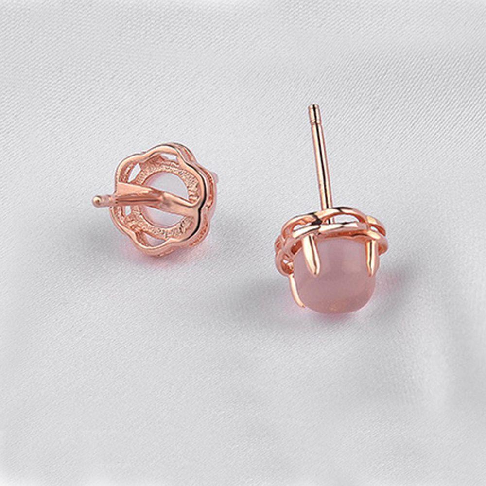 Hoa Hồng Trang Trí|Bông Tai Mạ BạC HìNh Hoa Sen MàU HồNg ThờI Trang