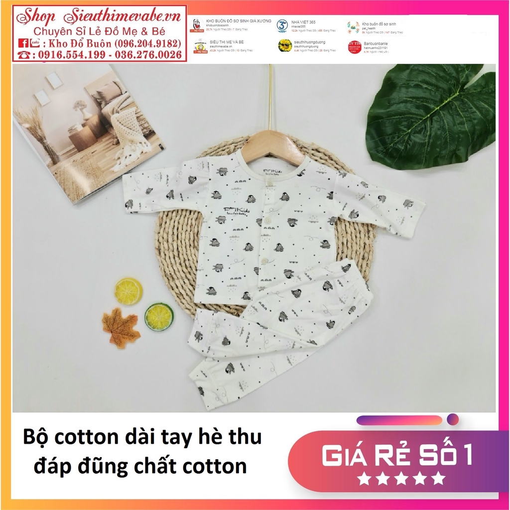 Bộ dài tay cài cúc giữa hè thu đáp đũng chất cotton