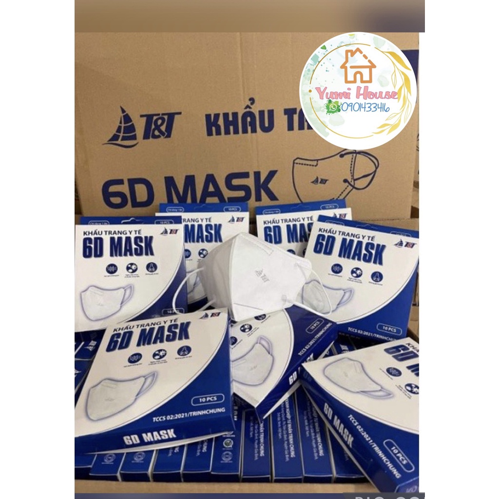 Khẩu trang y tế 6D MASK vải không dệt SMS Plus 3+ [ Hộp 10 chiếc ] - chính hãng T&amp;T MASK