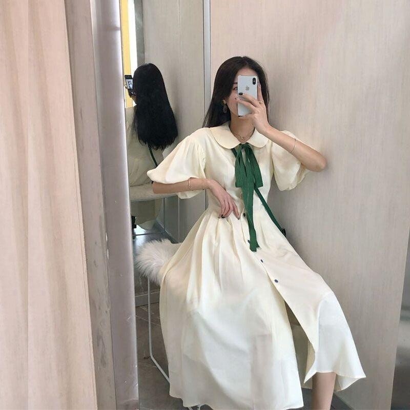 Đầm Chữ A Dài Vừa Dáng Rộng Cột Dây Thời Trang Mùa Hè Hàn Quốc Ngọt Ngào Cho Nữ Sinh