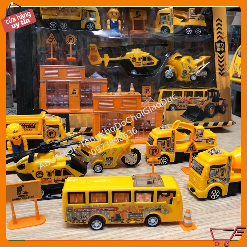Đồ chơi mô hình xe công trường vàng  Đồ chơi ô tô thiết kế đẹp mắt kèm hộp đựng có quai xách