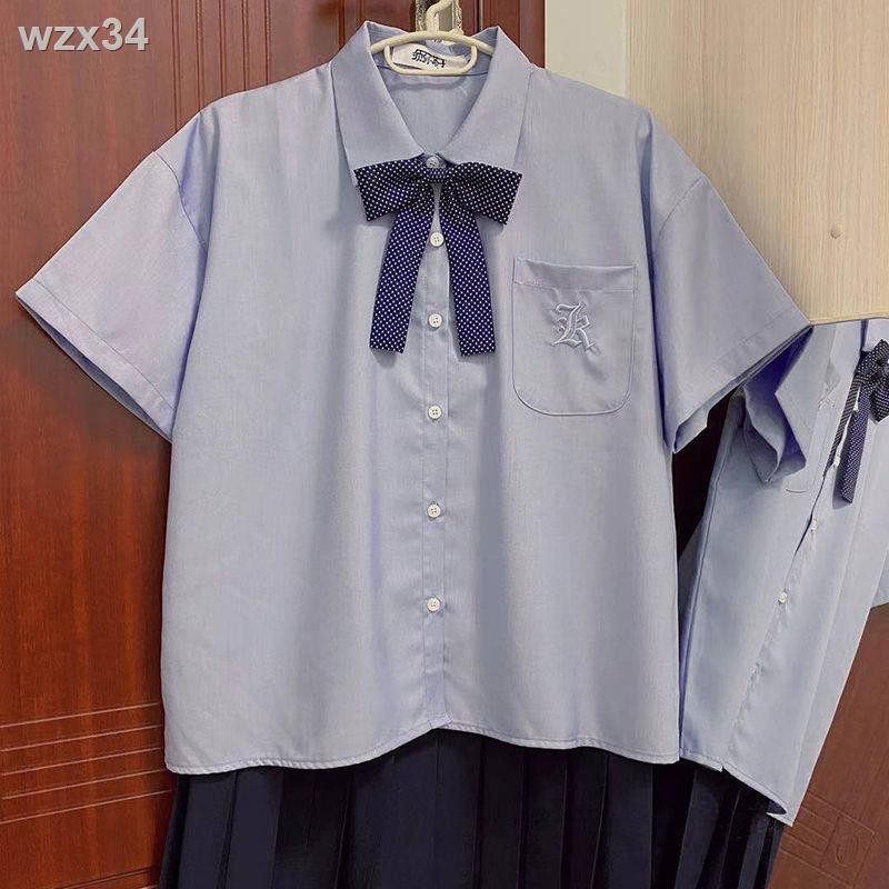 Mùa hè năm 2021 kiểu mới học sinh Nhật Bản ngắn tay áo sơ mi nhỏ cổ polo thêu nữ☺