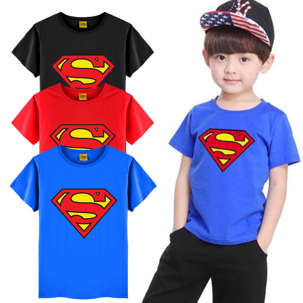 Áo thun cotton in hoạt hình superman thời trang cho trẻ em từ 2-7 tuổi