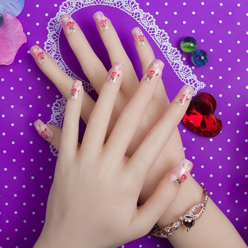 Bộ Móng Tay Giả Bằng Acrylic Họa Tiết Hoa Thời Trang