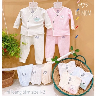 Bộ sơ sinh nỉ loang tăm cho bé 3-9kg