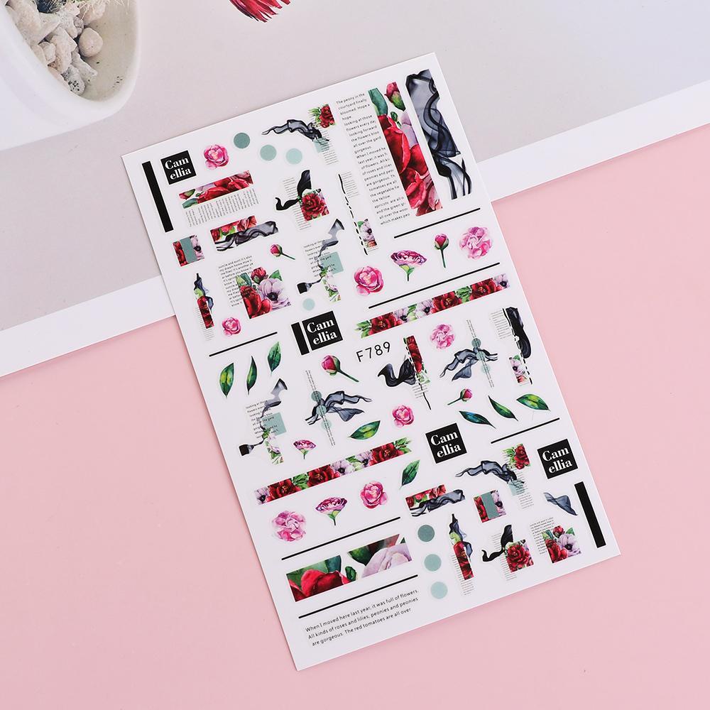 WATTLE Sticker Dán Móng Tay Hoạ Tiết Đường Kẻ Màu Vàng