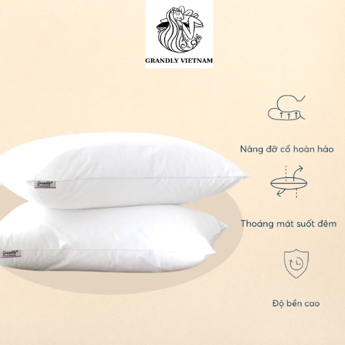 Cặp ruột gối nằm - ruột gối đầu cao cấp chính hãng Grandly Vietnam siêu êm ái giúp nâng đỡ bảo vệ cột sống cổ