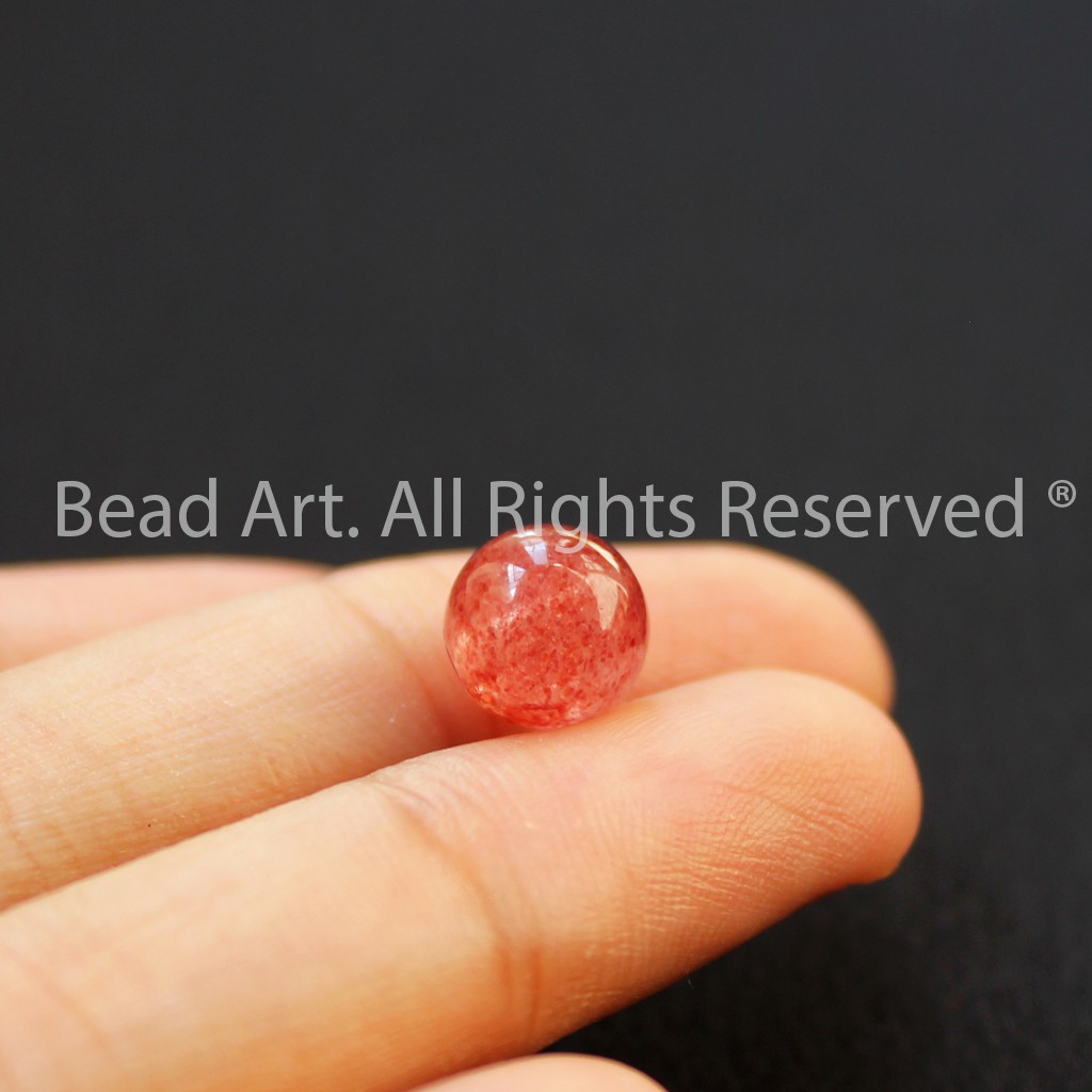 [1 Hạt] Đá T.A Dâu Tây Hồng (Strawberry Pink Quartz) 8MM,Trang Sức Phong Thuỷ, Chuỗi Hạt